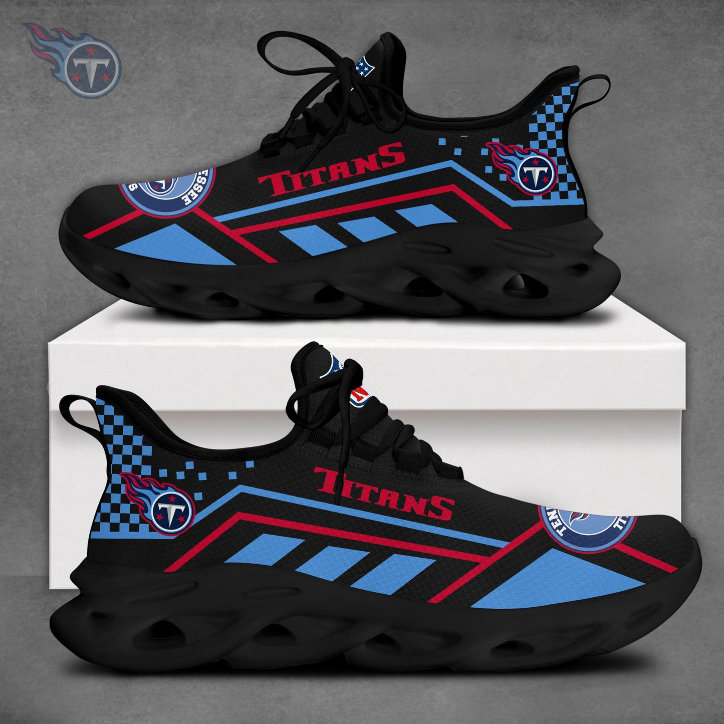 LIMITED EDITION - NEW CUSTOMIZED NFL31 TST TENNESSEE TITANS MAX SOUL SHOES