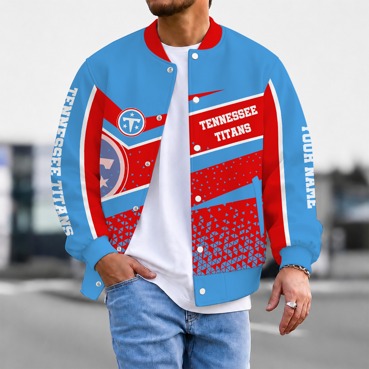 FLASH SALE - NEW CUSTOMIZED NFL31 TST TENNESSEE TITANS SATIN VARSITY & BASEBALL JACKET