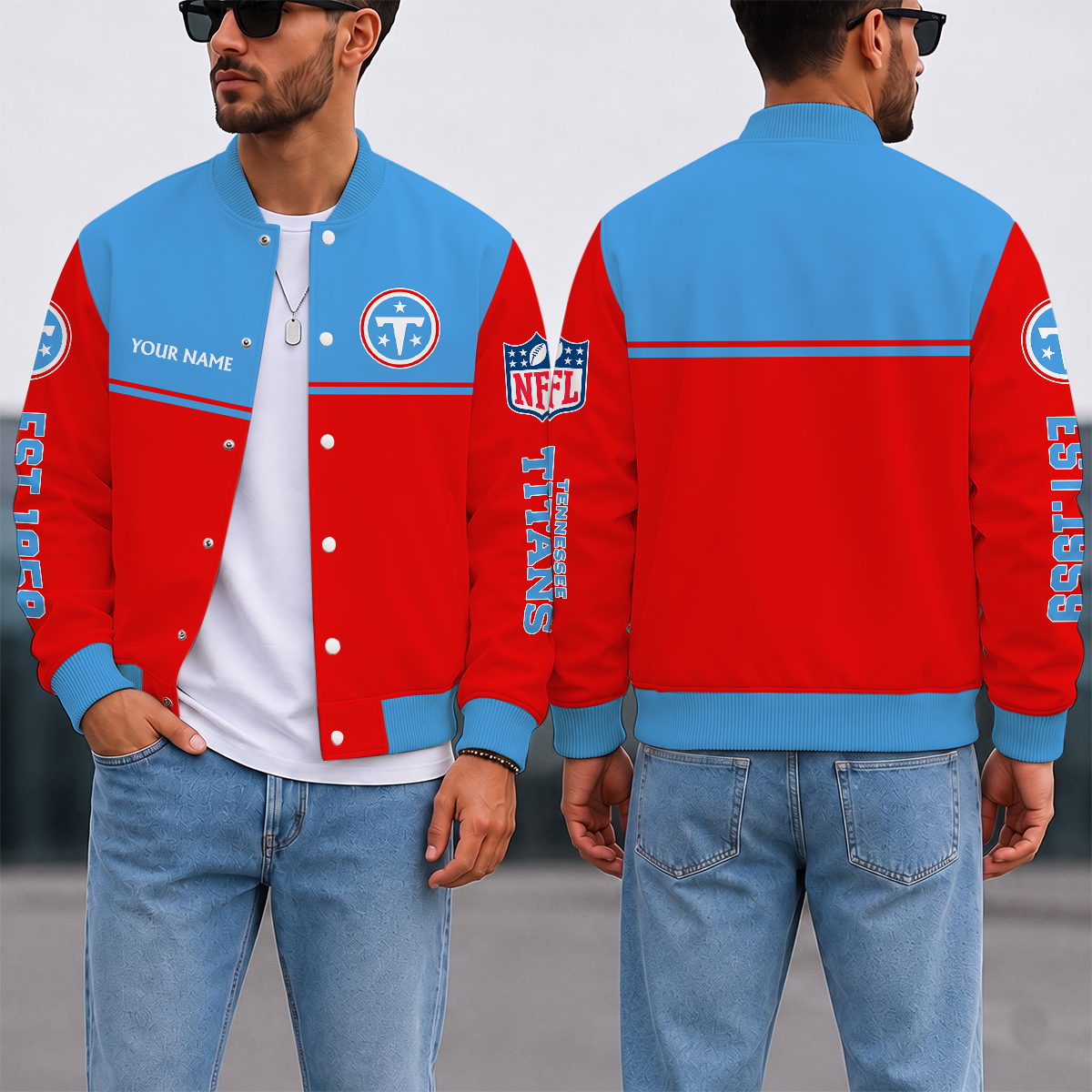 FINAL SALE - NEW CUSTOMIZED NFL31 TST TENNESSEE TITANS SATIN VARSITY & BASEBALL JACKET