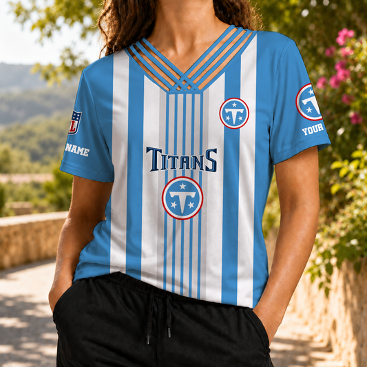 FINAL SALE - NEW CUSTOMIZED NFL31 TST TENNESSEE TITANS V-NECK SHIRT