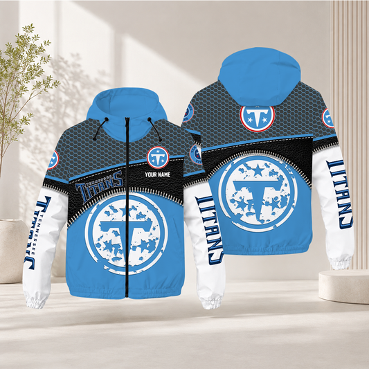HOT DEAL - NEW CUSTOMIZED NFL31 TST TENNESSEE TITANS WINDBREAKER JACKET