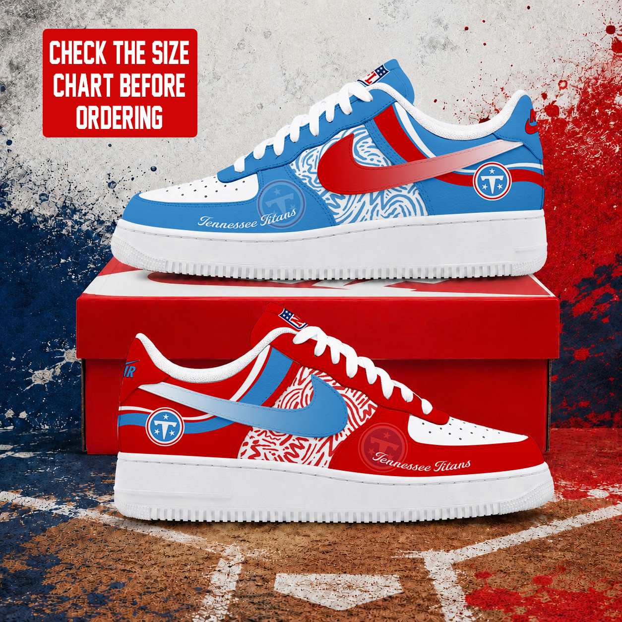 FLASH SALE - NEW CUSTOMIZED NFL31 TST TENNESSEE TITANS AF1 SHOES