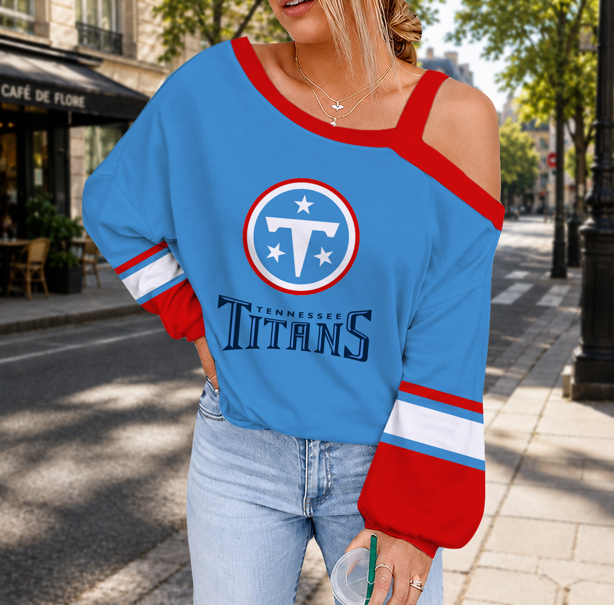 LIMITED EDITION - NEW CUSTOMIZED NFL31 TST TENNESSEE TITANS DROP SHOULDER SWEATSHIRT