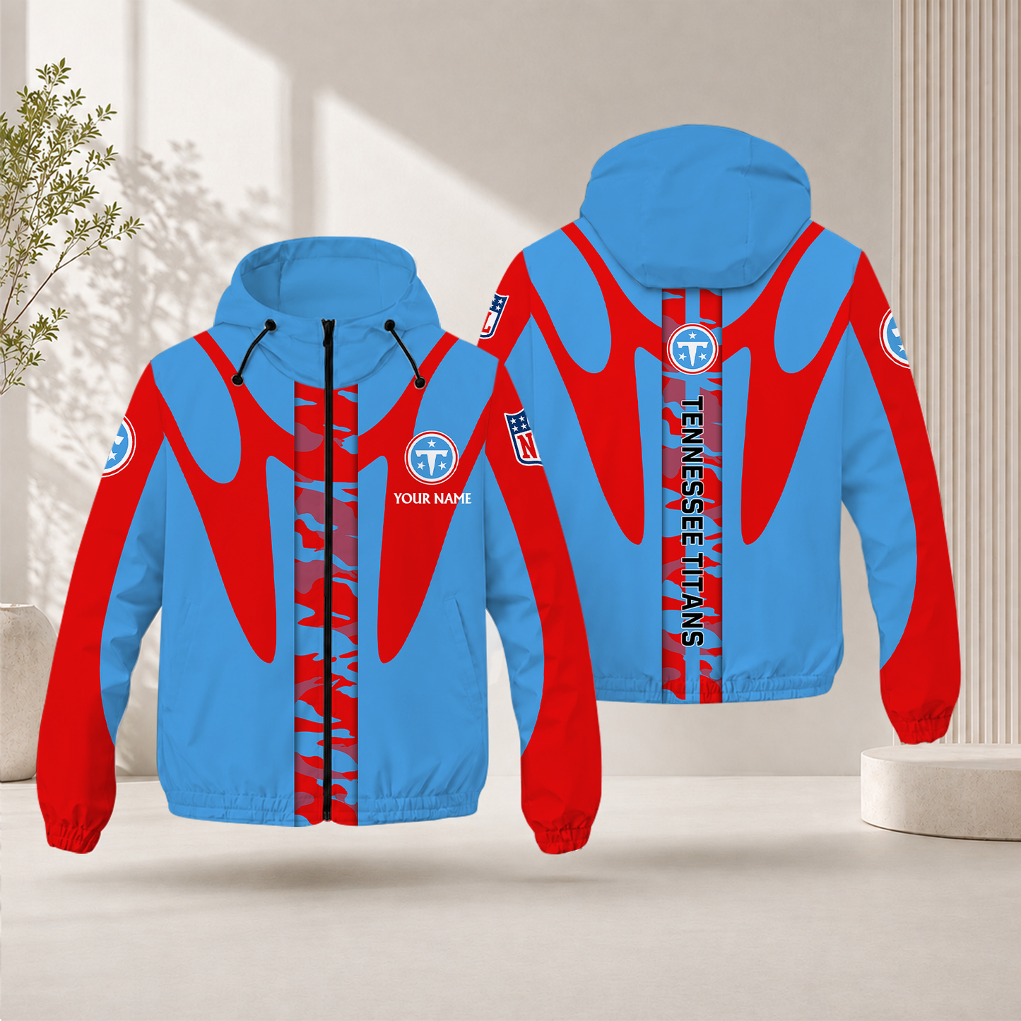 FLASH SALE - NEW CUSTOMIZED NFL31 TST TENNESSEE TITANS WINDBREAKER JACKET