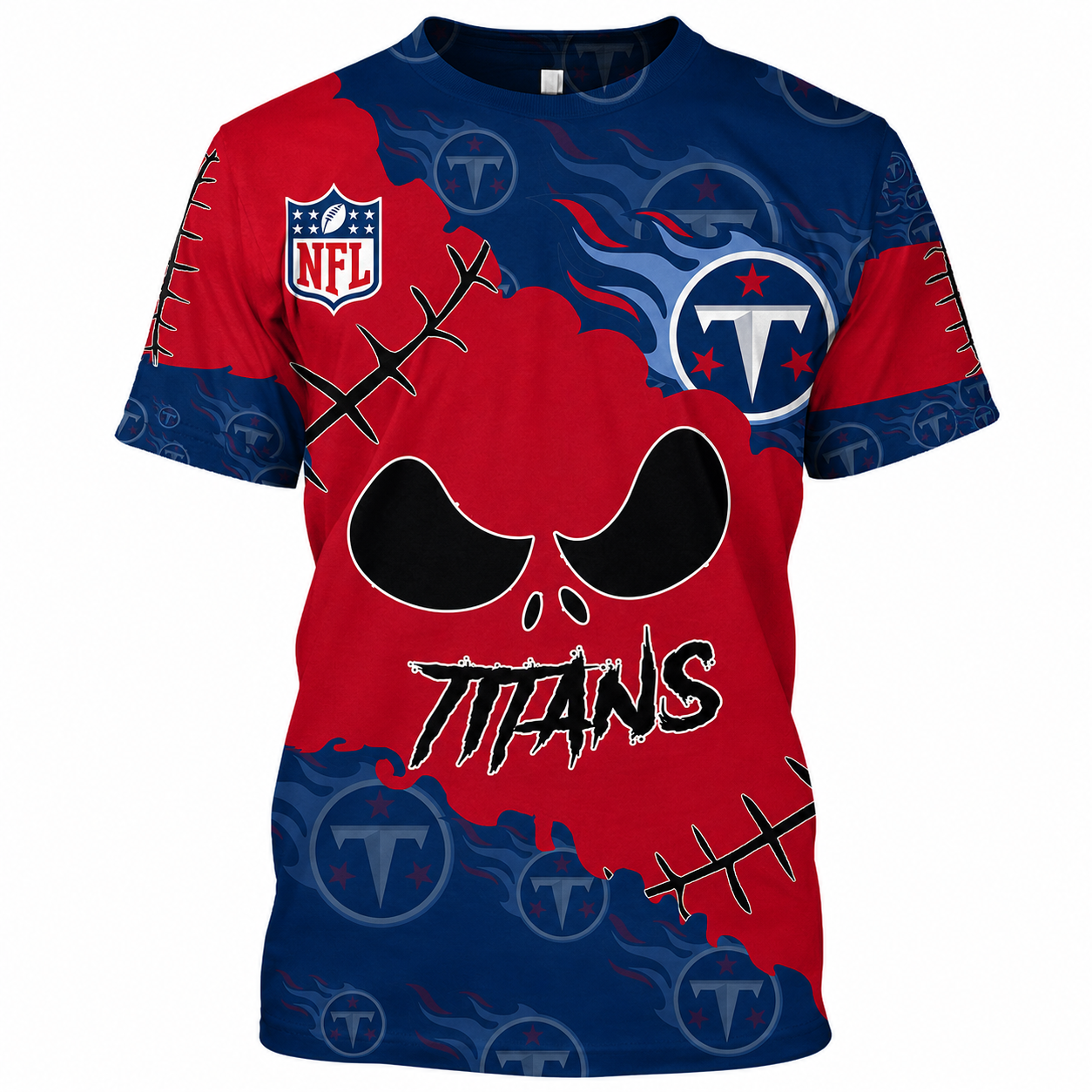 SPECIAL EDITION - NEW CUSTOMIZED NFL31 TST TENNESSEE TITANS HALLOWEEN SKULL APPAREL FOR FANS