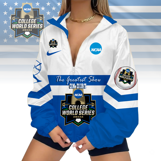 LIMITED EDITION - NEW CUSTOMIZED NCAA31 COLLEGE WORLD SERIES V-NECK ZIPPER SWEATSHIRT JACKET