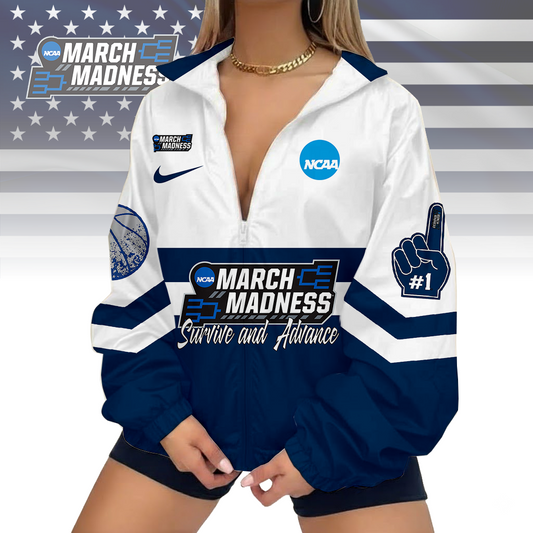LIMITED EDITION - NEW CUSTOMIZED NCAA31 MARCH MADNESS V-NECK ZIPPER JACKET