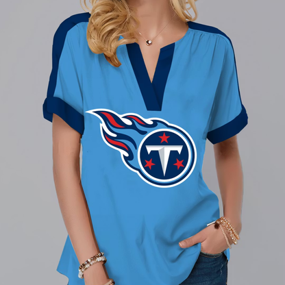 FINAL SALE - NEW CUSTOMIZED NFL31 TST TENNESSEE TITANS V-NECK FEMALE SHIRT