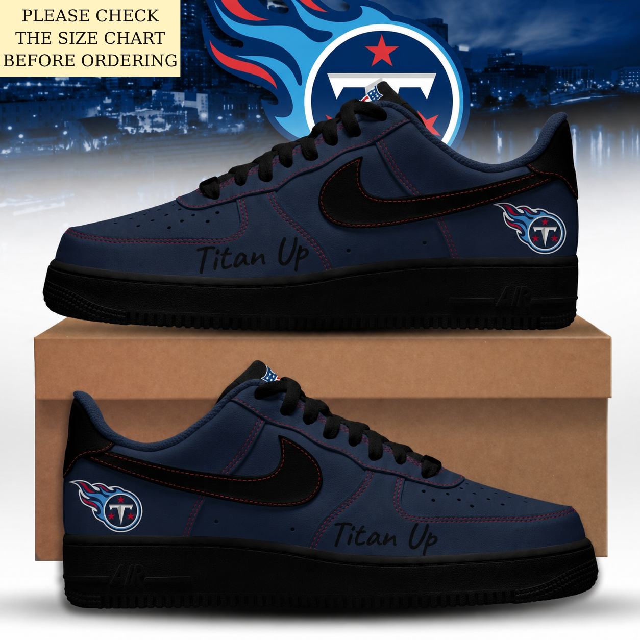 HOT DEAL - NEW CUSTOMIZED NFL31 TST TENNESSEE TITANS AF1 SHOES