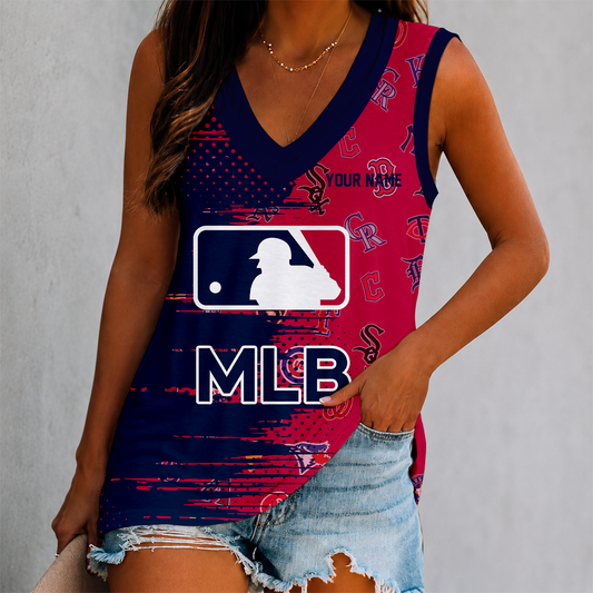 FINAL SALE - NEW CUSTOMIZED MLB32 MLB ALL TEAMS WOMEN'S V-NECK TANK TOP