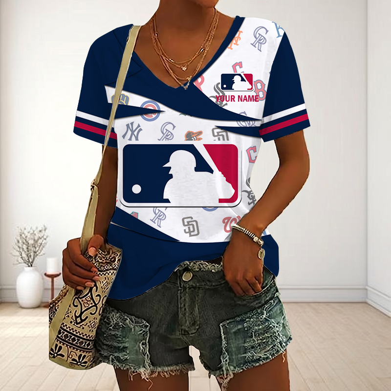LIMITED EDITION - NEW CUSTOMIZED MLB32 MLB ALL TEAMS V-NECK FEMALE SHIRT