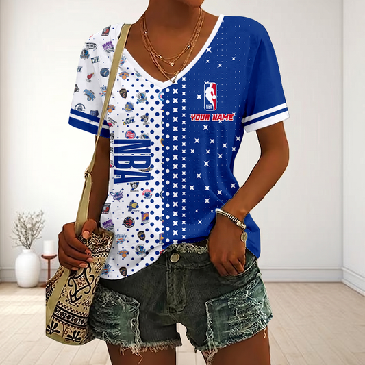 VIRAL EDITION - NEW CUSTOMIZED NBA32 NBA ALL TEAMS V-NECK FEMALE SHIRT