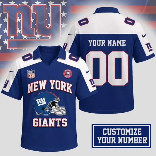 HOT DEAL - NEW CUSTOMIZED NFL32 NYG NEW YORK GIANTS POLO SHIRT