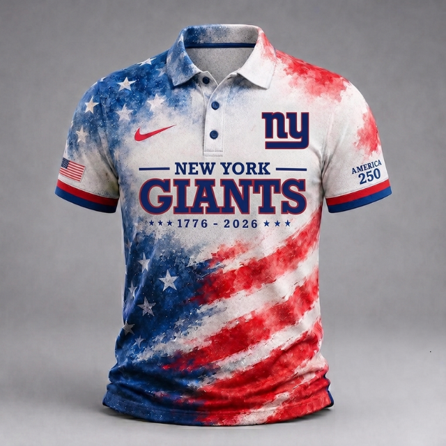 LIMITED EDITION - NEW CUSTOMIZED NFL32 NYG NEW YORK GIANTS USA 250TH ANNIVERSARY POLO SHIRT, ZIP POLO SHIRT & T-SHIRTS