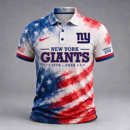 LIMITED EDITION - NEW CUSTOMIZED NFL32 NYG NEW YORK GIANTS USA 250TH ANNIVERSARY POLO SHIRT, ZIP POLO SHIRT & T-SHIRTS