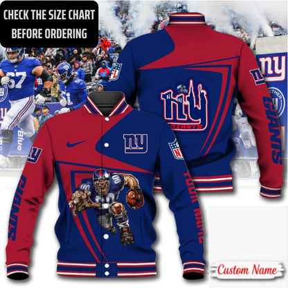 LIMITED EDITION - NEW CUSTOMIZED NFL32 NYG NEW YORK GIANTS SATIN VARSITY & BASEBALL JACKET