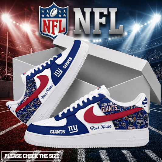 FINAL SALE - NEW CUSTOMIZED NFL32 NYG NEW YORK GIANTS AF1 SHOES