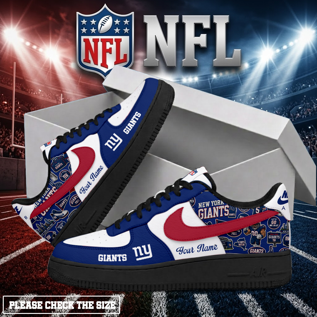 FINAL SALE - NEW CUSTOMIZED NFL32 NYG NEW YORK GIANTS AF1 SHOES