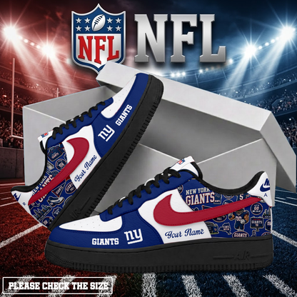 FINAL SALE - NEW CUSTOMIZED NFL32 NYG NEW YORK GIANTS AF1 SHOES