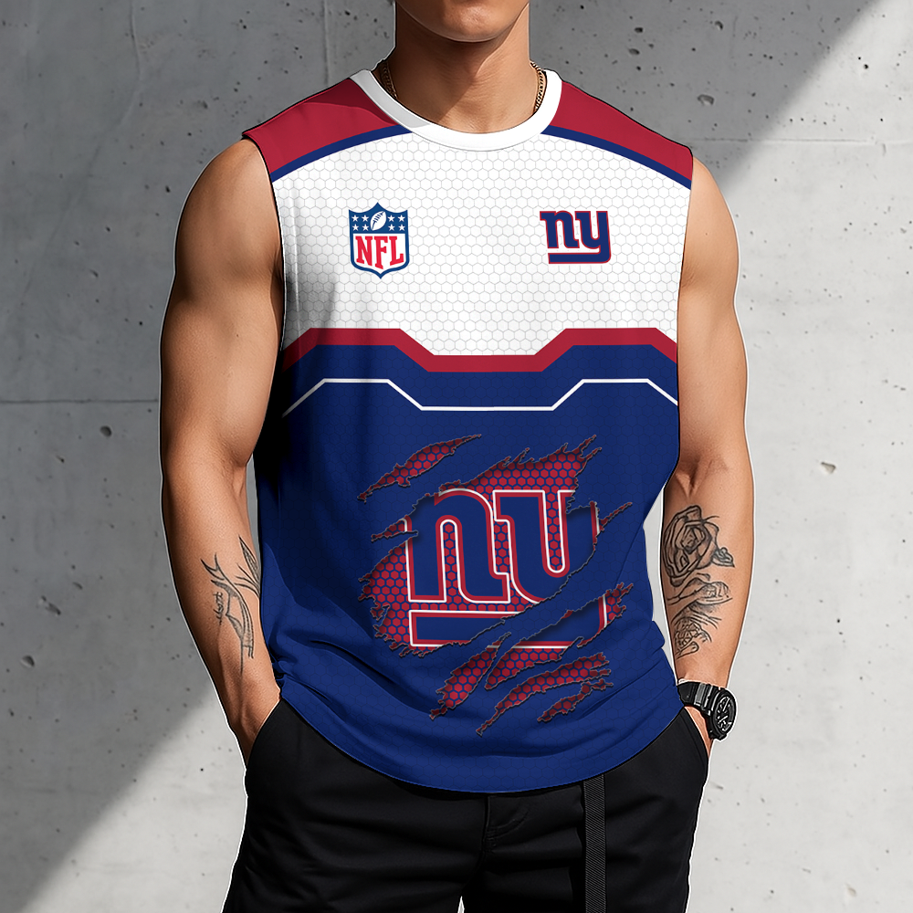 FINAL SALE - NEW CUSTOMIZED NFL32 NYG NEW YORK GIANTS MEN'S GYM SHIRT