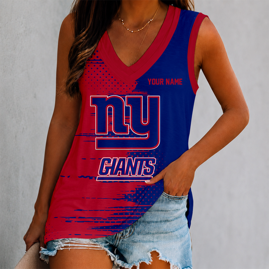 FINAL SALE - NEW CUSTOMIZED NFL32 NYG NEW YORK GIANTS WOMEN'S V-NECK TANK TOP