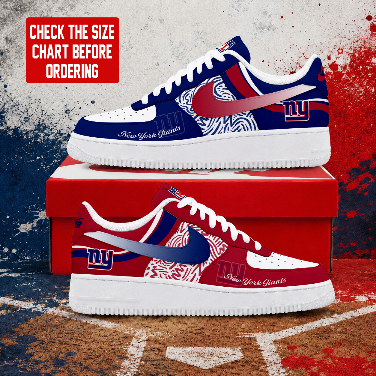 FLASH SALE - NEW CUSTOMIZED NFL32 NYG NEW YORK GIANTS AF1 SHOES