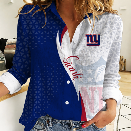FINAL SALE - NEW CUSTOMIZED NFL32 NYG NEW YORK GIANTS WOMEN CASUAL SHIRT