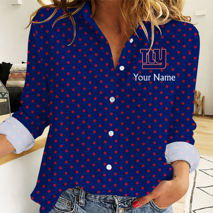 SPECIAL EDITION - NEW CUSTOMIZED NFL32 NYG NEW YORK GIANTS WOMEN CASUAL SHIRT