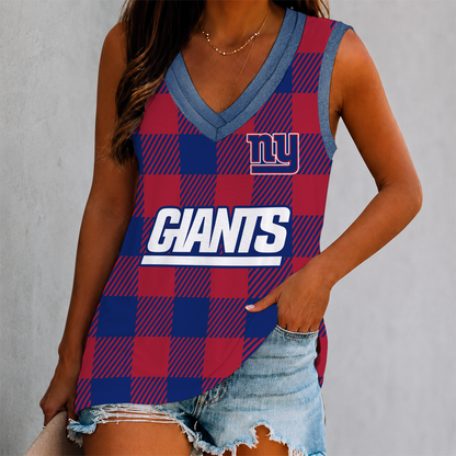 FLASH SALE - NEW CUSTOMIZED NFL32 NYG NEW YORK GIANTS WOMEN'S V-NECK TANK TOP