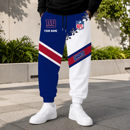 FLASH SALE - NEW CUSTOMIZED NFL32 NYG NEW YORK GIANTS SWEATPANTS