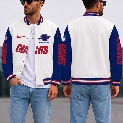 SPECIAL EDITION - NEW CUSTOMIZED NFL32 NYG NEW YORK GIANTS SATIN VARSITY & BASEBALL JACKET