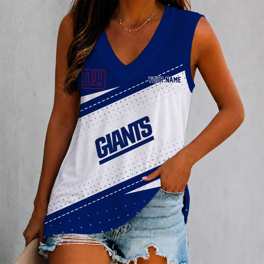 VIRAL EDITION - NEW CUSTOMIZED NFL32 NYG NEW YORK GIANTS WOMEN'S V-NECK TANK TOP