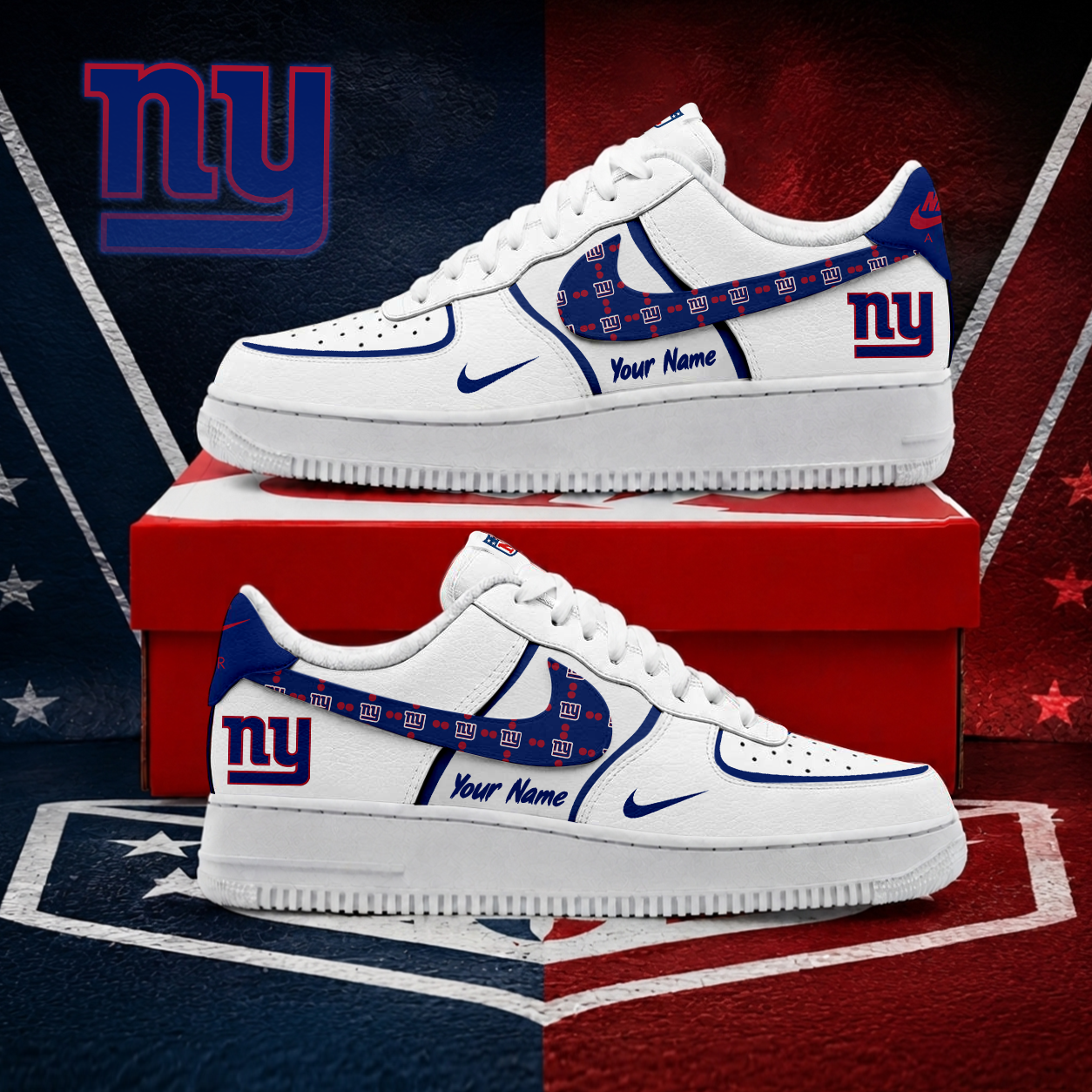 FINAL SALE - NEW CUSTOMIZED NFL32 NYG NEW YORK GIANTS AF1 SHOES