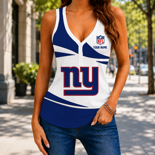 FINAL SALE - NEW CUSTOMIZED NFL32 NYG NEW YORK GIANTS WOMEN'S V-NECK TANK TOP