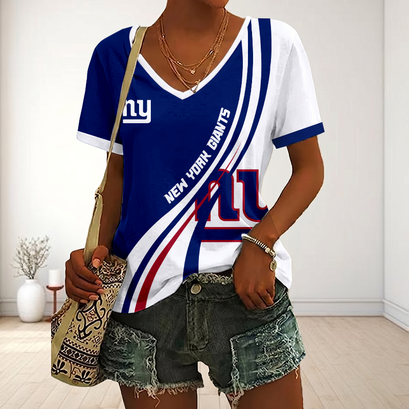 LIMITED EDITION - NEW CUSTOMIZED NFL32 NYG NEW YORK GIANTS V-NECK FEMALE SHIRT