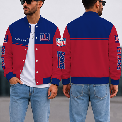 FINAL SALE - NEW CUSTOMIZED NFL32 NYG NEW YORK GIANTS SATIN VARSITY & BASEBALL JACKET