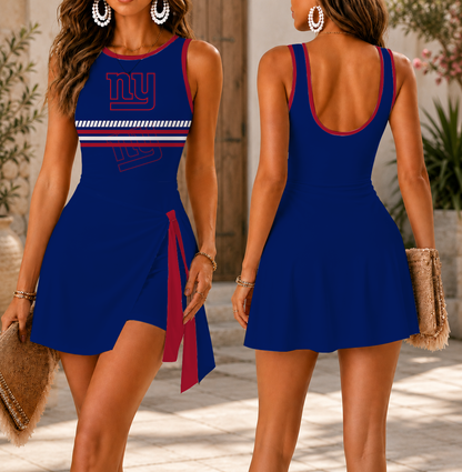 FINAL SALE - NEW CUSTOMIZED NFL32 NYG NEW YORK GIANTS WOMEN'S SUMMER SKORT DRESS