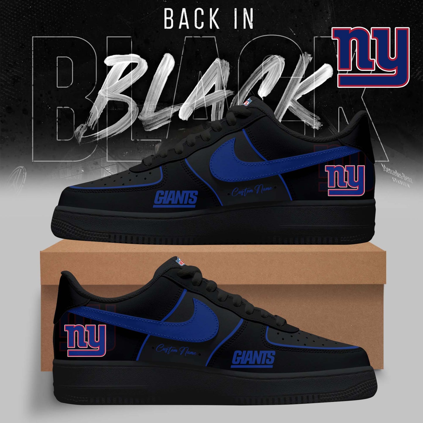 FINAL SALE - NEW CUSTOMIZED NFL32 NYG NEW YORK GIANTS AF1 SNEAKERS