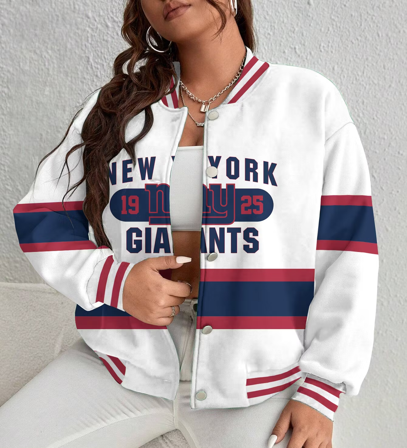 FINAL SALE - NEW CUSTOMIZED NFL32 NYG NEW YORK GIANTS SATIN VARSITY & BASEBALL JACKET