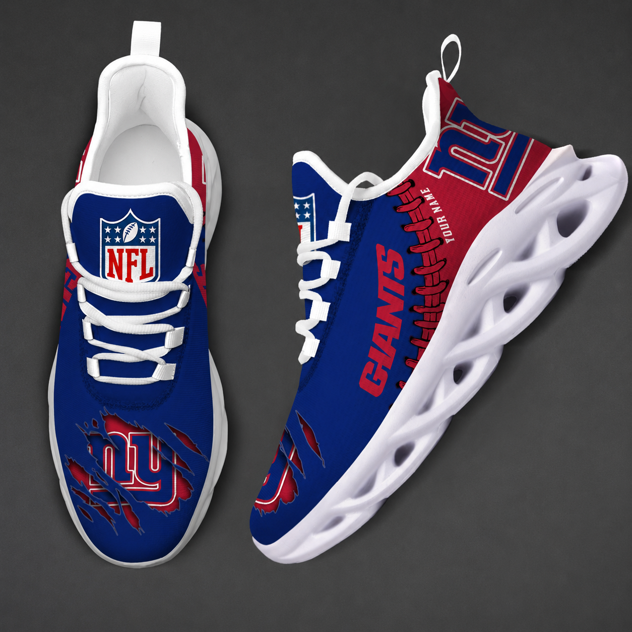FINAL SALE - NEW CUSTOMIZED NFL32 NYG NEW YORK GIANTS UNISEX MAX SOUL SHOES