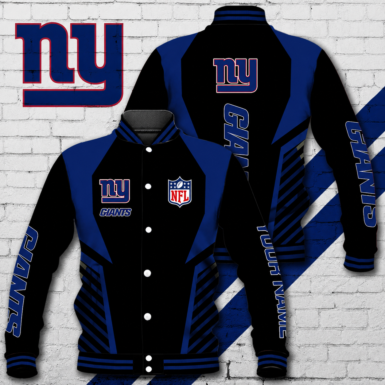 LIMITED EDITION - NEW CUSTOMIZED NFL32 NYG NEW YORK GIANTS SATIN VARSITY & BASEBALL JACKET