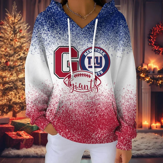 SPECIAL EDITION - NEW CUSTOMIZED NFL32 NYG NEW YORK GIANTS RIBBED HOODIE & SWEATSHIRT