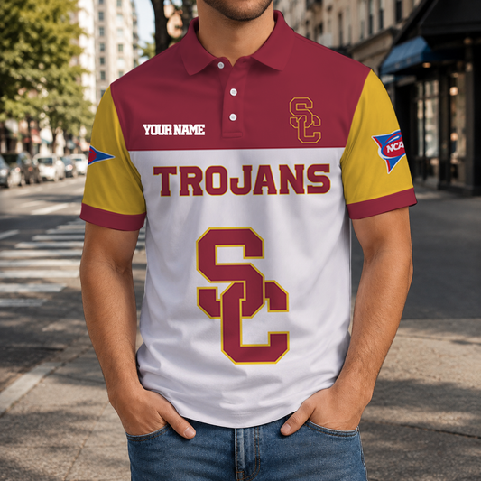 SPECIAL OFFER - NEW CUSTOMIZED NCAA FBS32 USC USC TROJANS POLO SHIRT, ZIP POLO SHIRT & T-SHIRTS