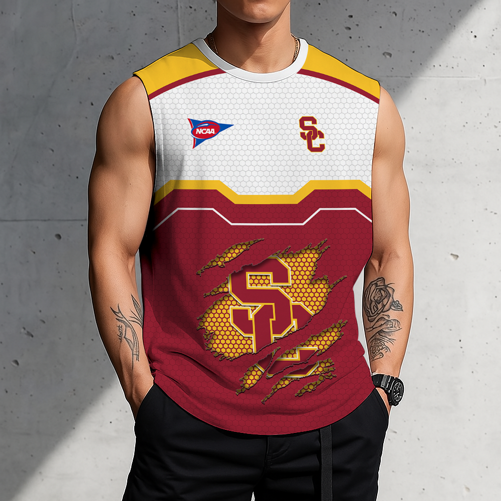 SPECIAL EDITION - NEW CUSTOMIZED NCAA FBS32 USC USC TROJANS MEN'S GYM SHIRT