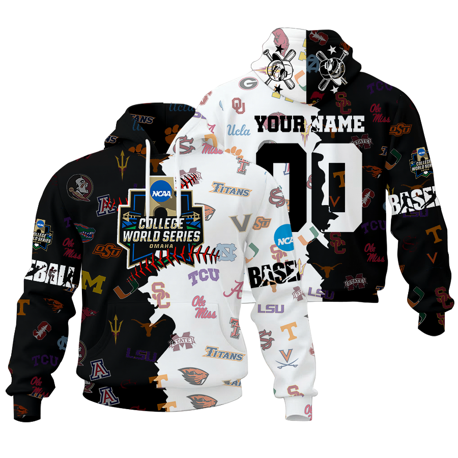 FINAL CLEARANCE - NEW CUSTOMIZED NCAA32 COLLEGE WORLD SERIES ALL TEAMS UNISEX HOODIE & ZIP HOODIE