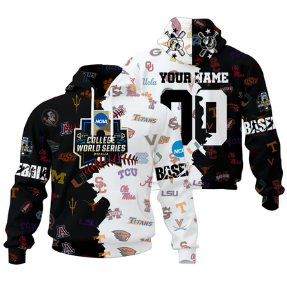 FINAL CLEARANCE - NEW CUSTOMIZED NCAA32 COLLEGE WORLD SERIES ALL TEAMS UNISEX HOODIE & ZIP HOODIE