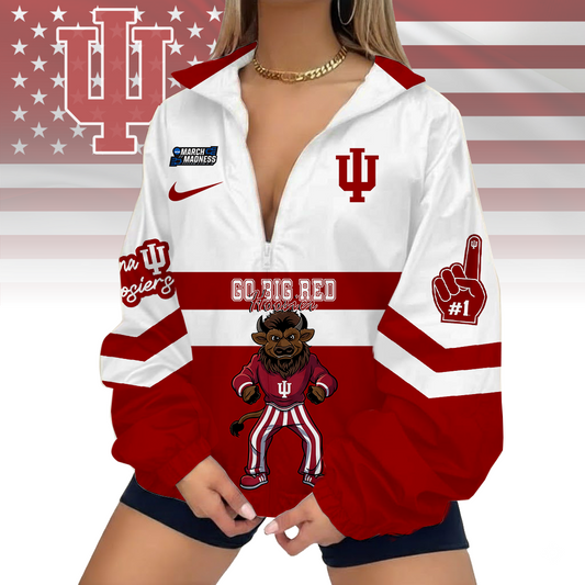 LIMITED EDITION - NEW CUSTOMIZED MAM NCAA03 IDH ID HOOSIERS V-NECK ZIPPER JACKET