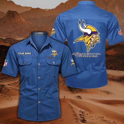 FINAL SALE - NEW CUSTOMIZED NFL05 MVK MINNESOTA VIKINGS MUTICOLOR MEN'S CARGO SHIRT
