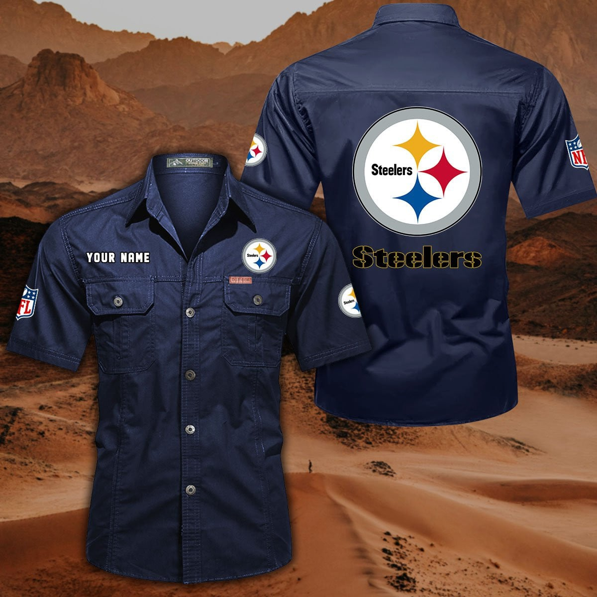 FINAL SALE - NEW CUSTOMIZED NFL14 PSB PITTSBURGH STEELERS MUTICOLOR MEN'S CARGO SHIRT