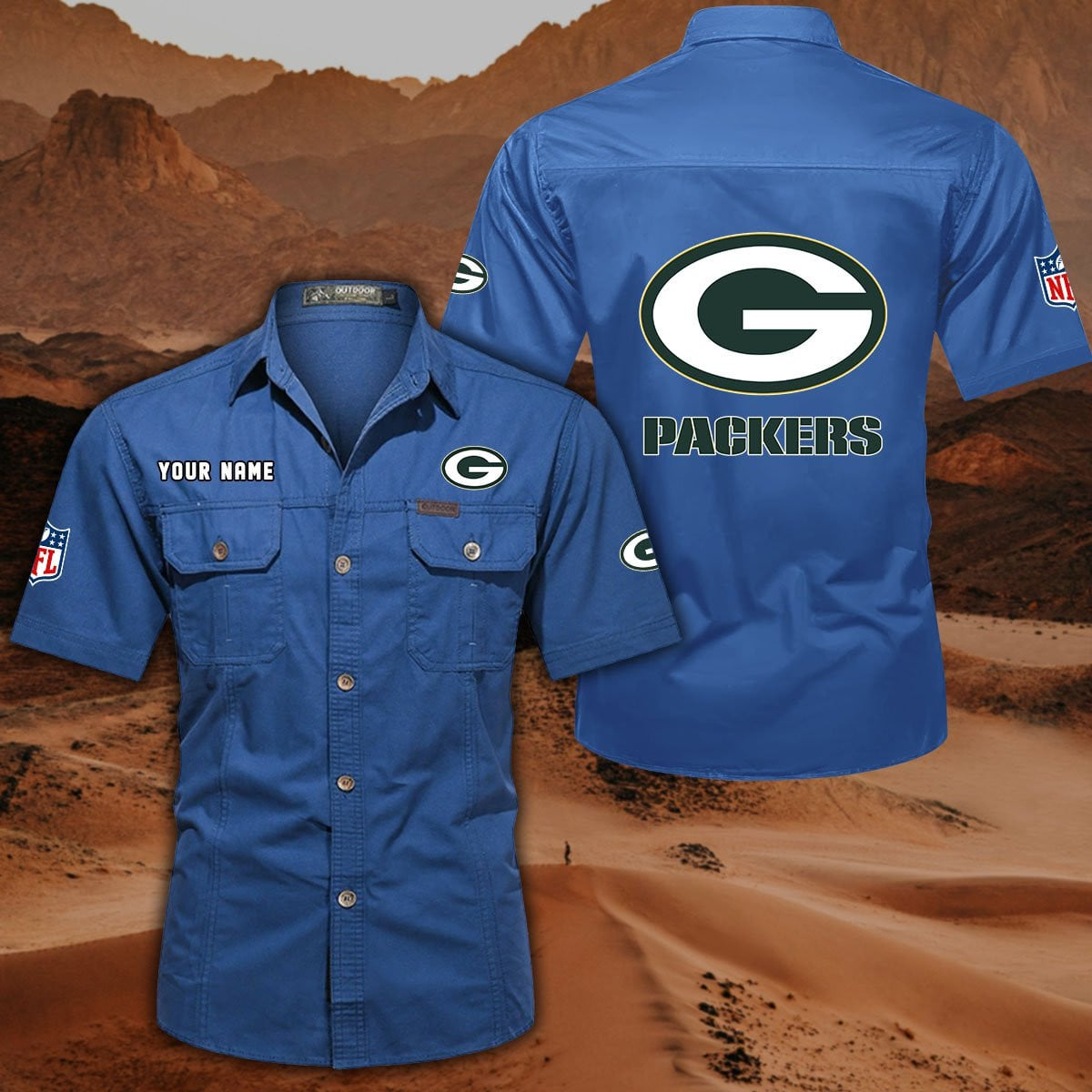 FINAL SALE - NEW CUSTOMIZED NFL08 GBP GREEN BAY PACKERS MUTICOLOR MEN'S CARGO SHIRT